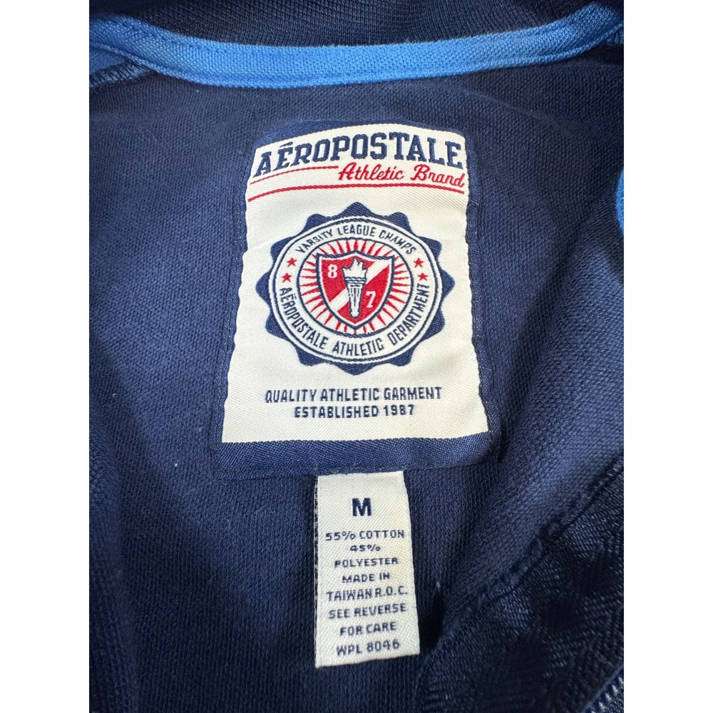 Aeropostale Mens Track Jacket Navy Blue Full Zip Athletic Stripe Retro Medium - Picture 4 of 5